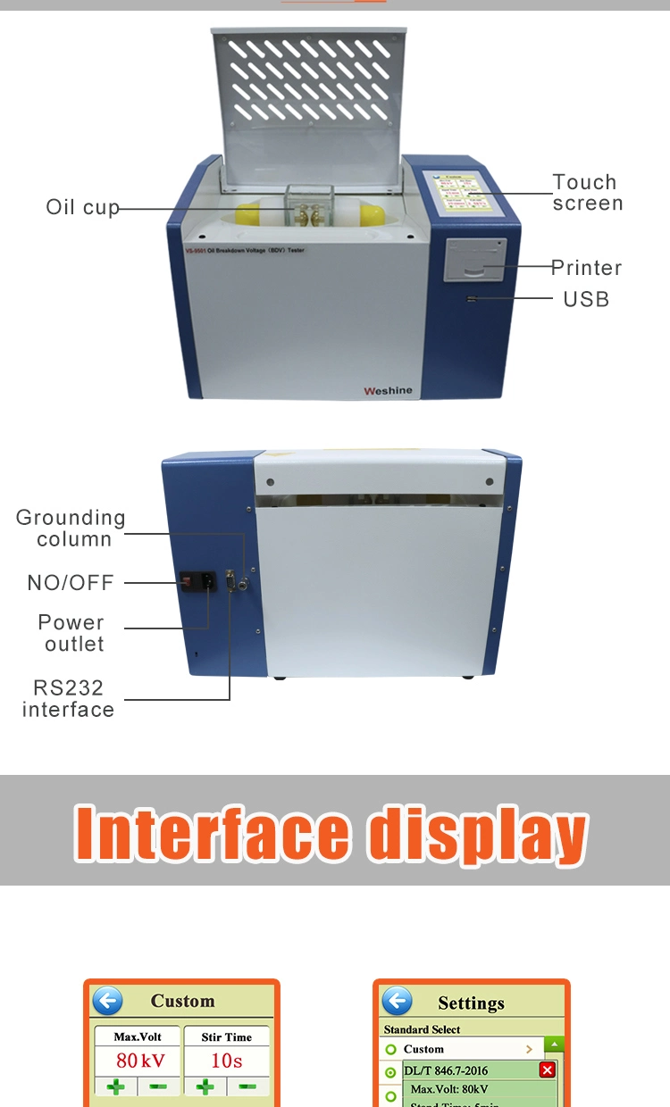 Transformer Oil lab Tester ASTM D1816 ASTM D877 breakdown voltage oil bdv test equipment